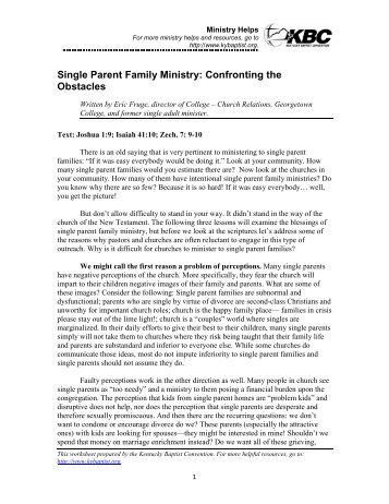 Single Parent Family Ministry: Confronting the Obstacles - Kentucky ...