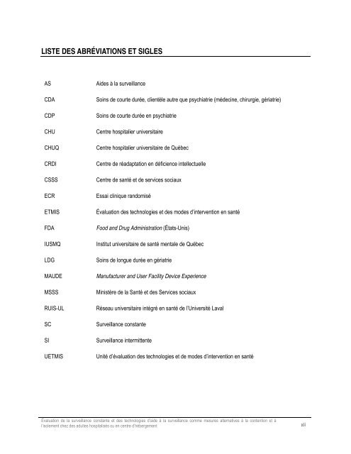 L'évaluation de la surveillance constante et des - CHUQ