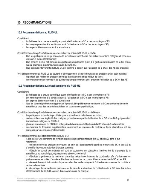 L'évaluation de la surveillance constante et des - CHUQ