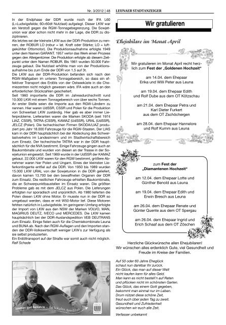 Leunaer Stadtanzeiger - Ausgabe 03/12 - Stadt Leuna