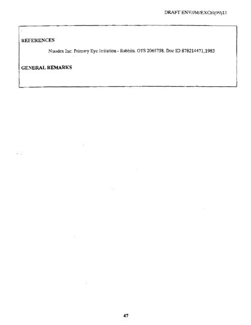 Trimellitate Category; Revised Summaries - US Environmental ...