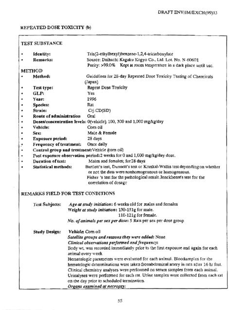 Trimellitate Category; Revised Summaries - US Environmental ...