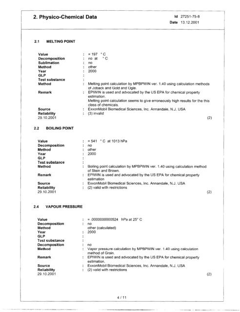 Trimellitate Category; Revised Summaries - US Environmental ...