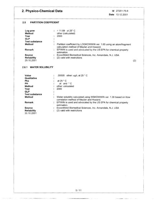 Trimellitate Category; Revised Summaries - US Environmental ...