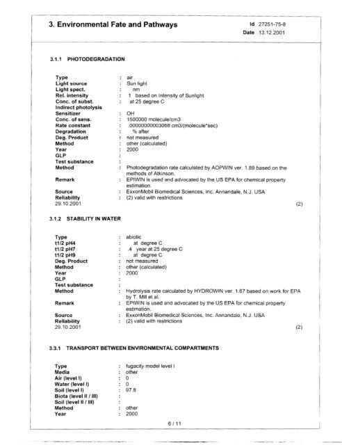 Trimellitate Category; Revised Summaries - US Environmental ...