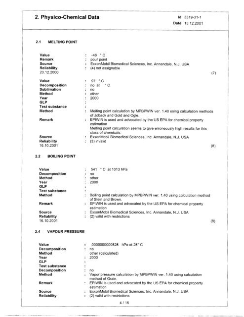 Trimellitate Category; Revised Summaries - US Environmental ...