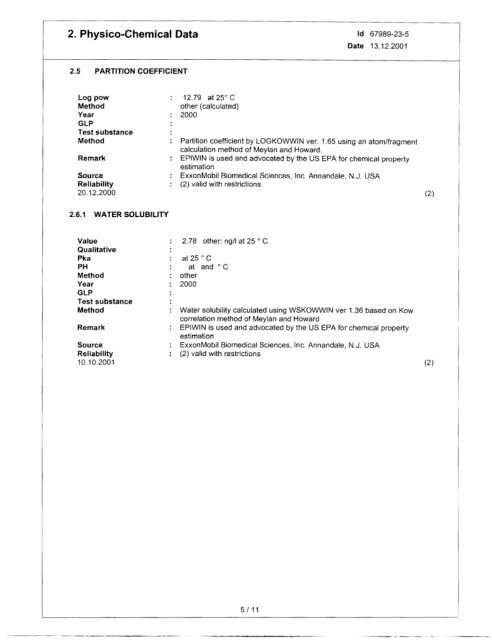 Trimellitate Category; Revised Summaries - US Environmental ...