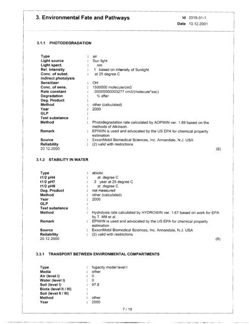 Trimellitate Category; Revised Summaries - US Environmental ...