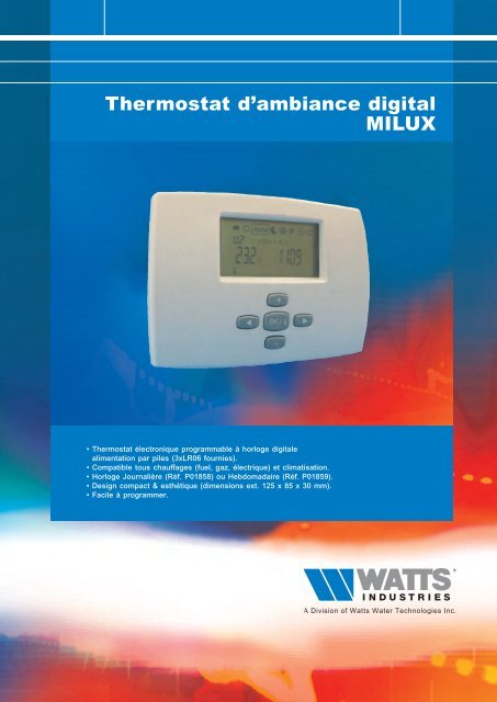 Thermostat d'ambiance digital MILUX - Watts Industries