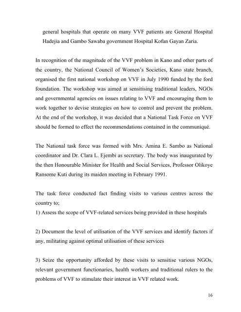 report of the rapid assessment of vesico-vaginal fistulae in nigeria