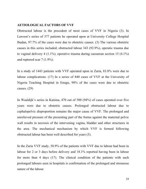 report of the rapid assessment of vesico-vaginal fistulae in nigeria