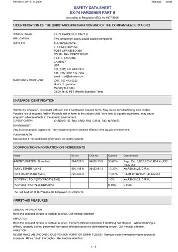 EX-74 Industrial - Hardener.pdf - Environmental Technology Inc