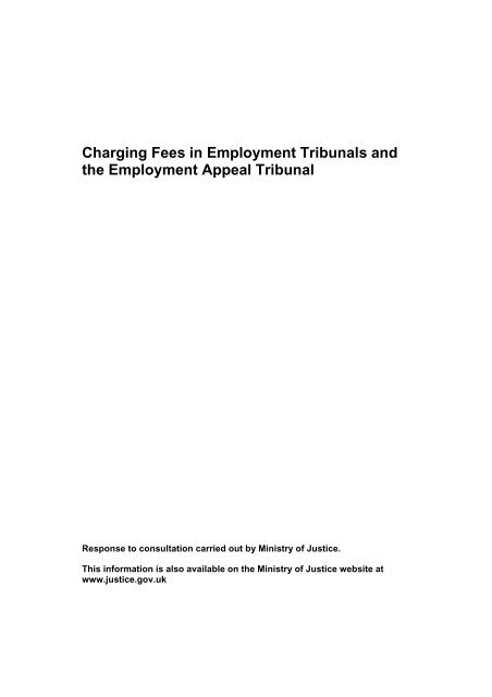 Charging Fees in Employment Tribunals and the ... - Ministry of Justice