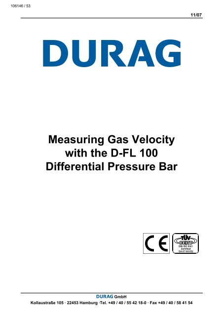 Measuring Gas Velocity with the D-FL 100 Differential Pressure Bar
