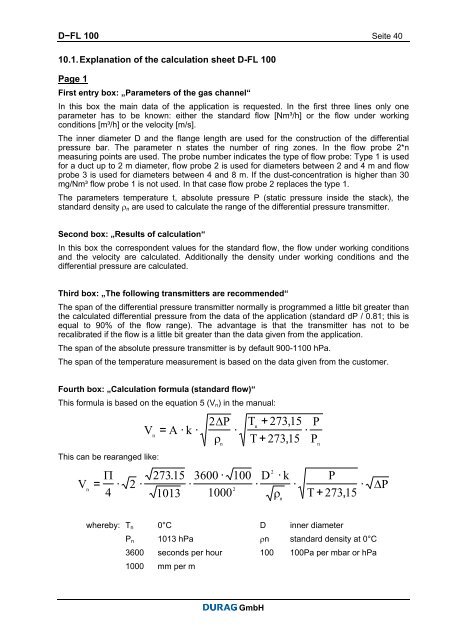 Measuring Gas Velocity with the D-FL 100 Differential Pressure Bar