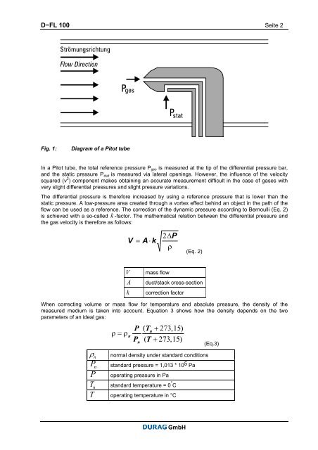 Measuring Gas Velocity with the D-FL 100 Differential Pressure Bar