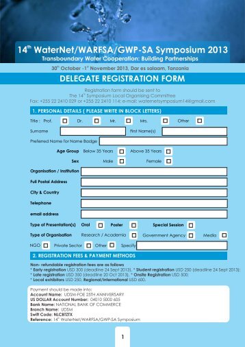 Registration form in PDF