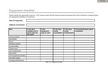 Equipment checklist