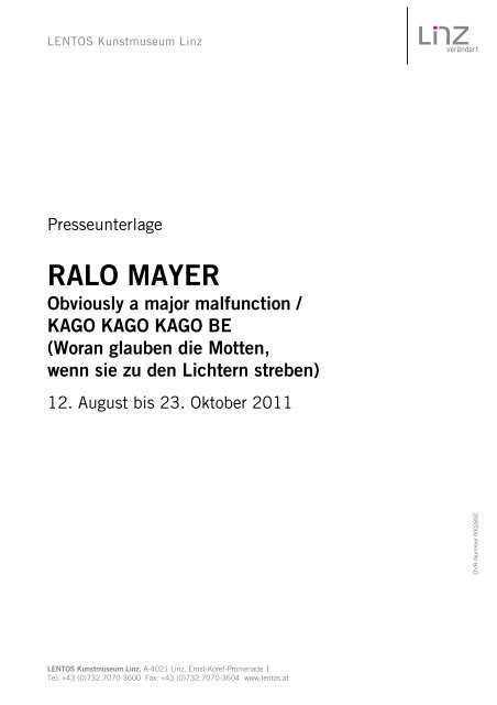 RALO MAYER - Lentos Kunstmuseum Linz