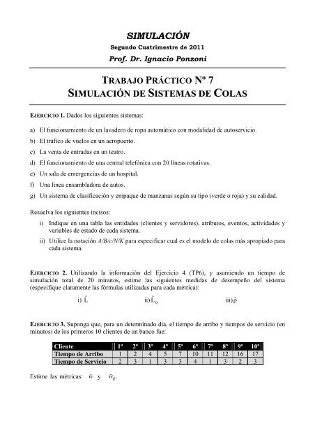 SIM - TP 07 - Simulacion de Sistemas de Colas - 2011.pdf