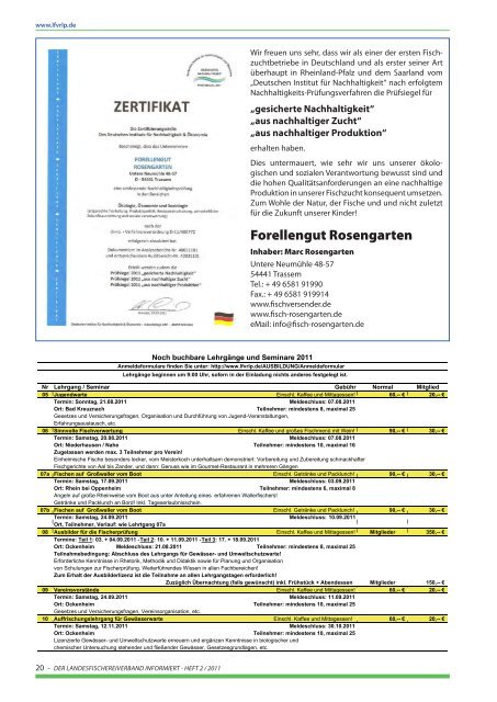 Heft 2 / August 2011 - Landesfischereiverband Rheinland-Pfalz e.V.