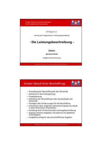 Die Leistungsbeschreibung - Landesfeuerwehrverband Bayern