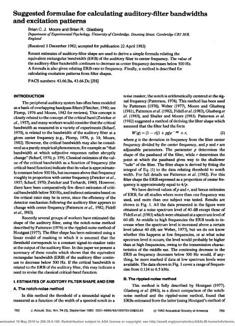 Suggested Formulae for Calculating Auditory-filter Bandwidths and ...