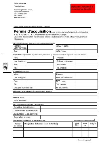 Permis d'acquisition pour engins pyrotechniques - Kantonspolizei ...