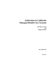 Arbitration in California Managed Health Care Systems By Marcus ...