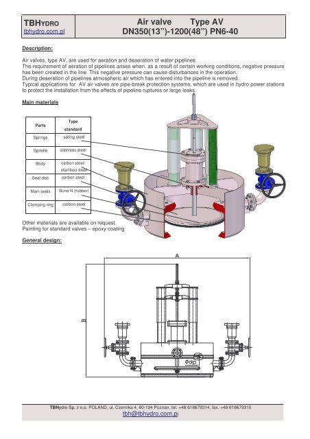 TBH Air valve Type AV DN350(13â)-1200(48â) PN6-40