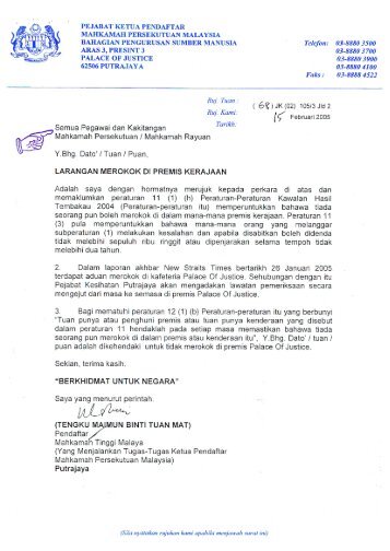 Larangan Merokok Di Premis Kerajaan - Perpustakaan Mahkamah ...