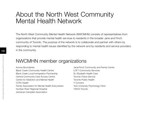 Improving Mental Health Services in the Jane and Finch Community