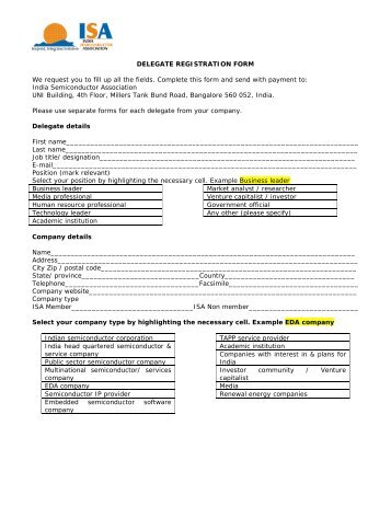 DELEGATE REGISTRATION FORM We request you to fill up all the ...