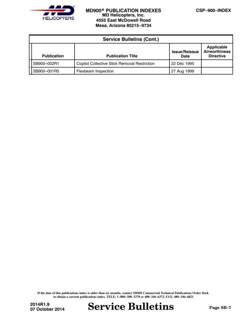 PUBLICATION INDEXES MD ExplorerÂ® - MD Helicopters