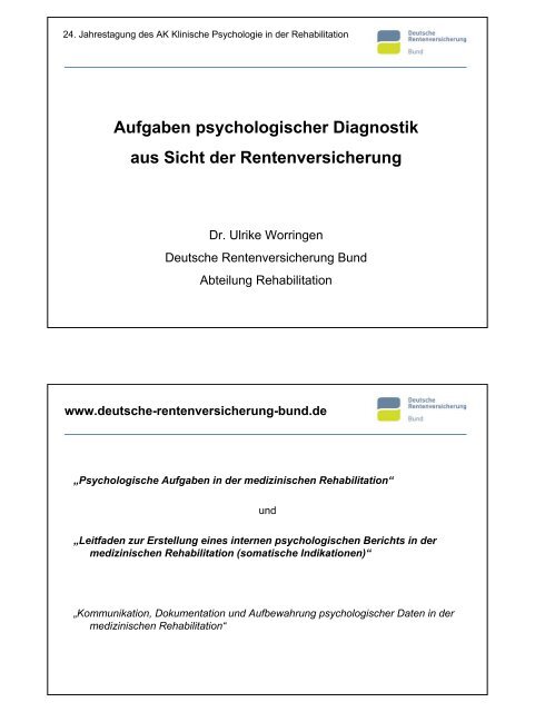 Aufgaben psychologischer Diagnostik aus Sicht der ...