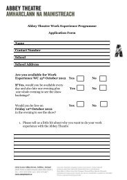 Abbey Theatre Work Experience Programme Application Form ...