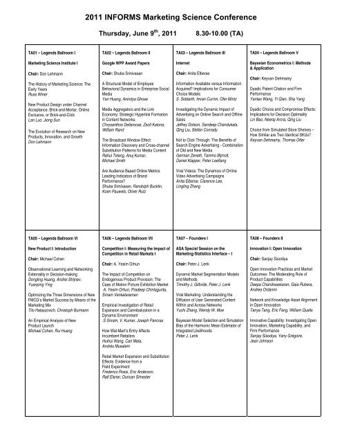 2012 INFORMS Marketing Science Conference June 7