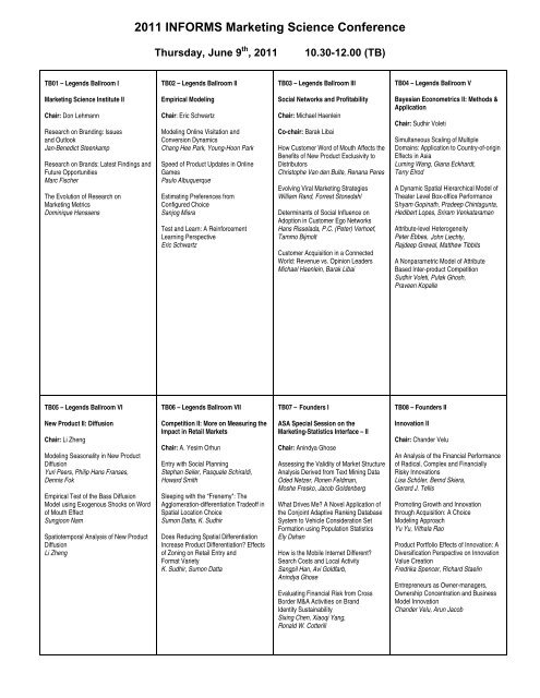 2012 INFORMS Marketing Science Conference June 7