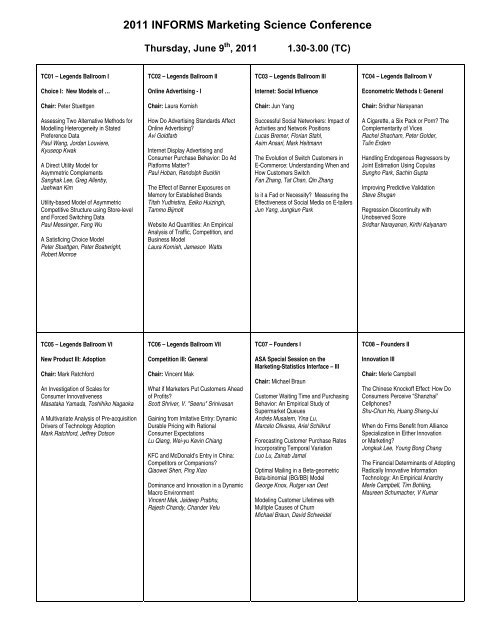 2012 INFORMS Marketing Science Conference June 7