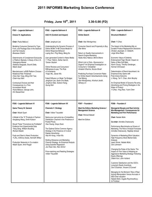 2012 INFORMS Marketing Science Conference June 7