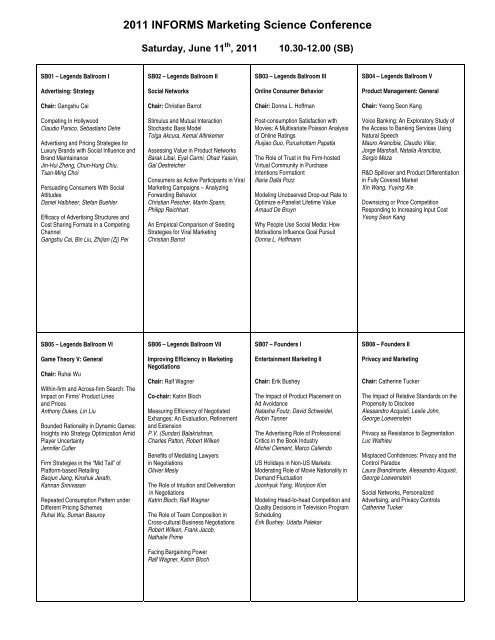 2012 INFORMS Marketing Science Conference June 7