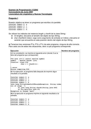 Examen de ProgramaciÃ³n (13294) Convocatoria de Junio 2007 ...