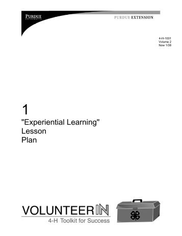 "Experiential Learning" Lesson Plan - Indiana 4-H - Purdue University