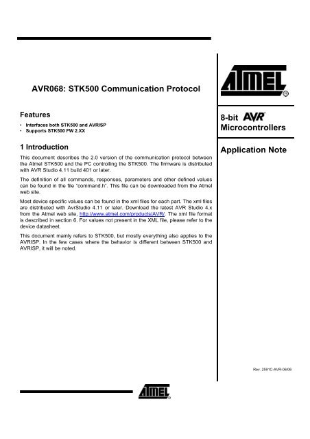 AVR068: STK500 Communication Protocol
