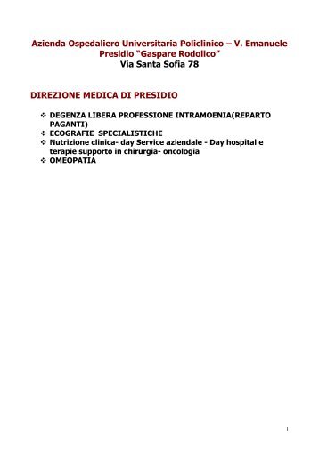 Dettaglio uu.oo. - Policlinico di Catania