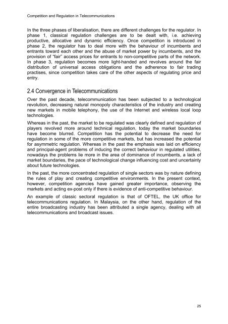 Competition and Regulation in the Telecommunications Industry in ...