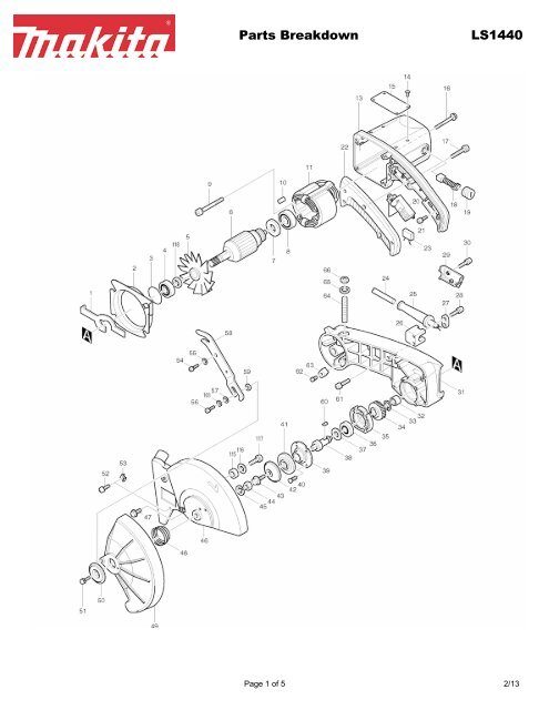 Parts Breakdown LS1440 - Makita