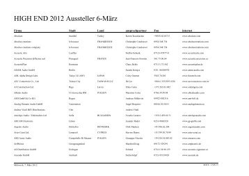 [PDF] HIGH END 2012 Aussteller 6 März - LifePR.de