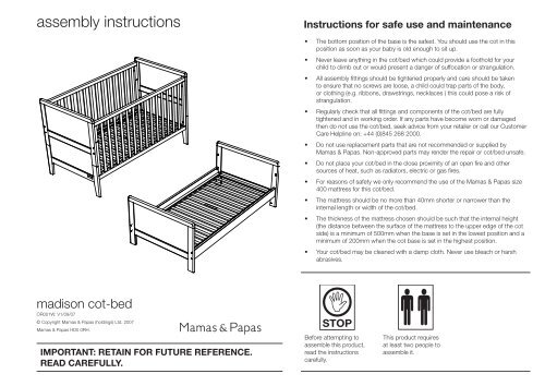 mothercare travel cot assembly instructions