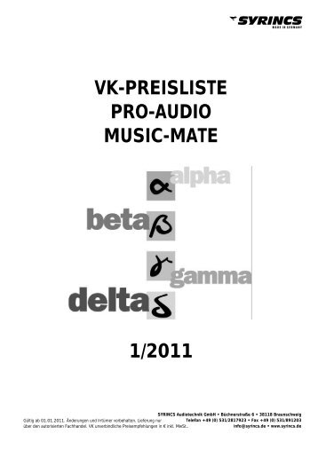 vk-preisliste pro-audio music-mate 1/2011 - SYRINCS Audiotechnik ...